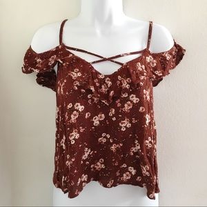 Criss Cross Floral Off The Shoulder Top SIZE XS